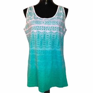 Lucy Blue Green Ombré Sleeveless Tank Top